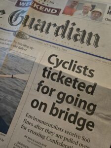 The Guardian newspaper article about illegally crossing the Confederation Bridge.
